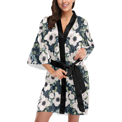 Anemone Pattern Print Design AM02 Women Kimono Robe