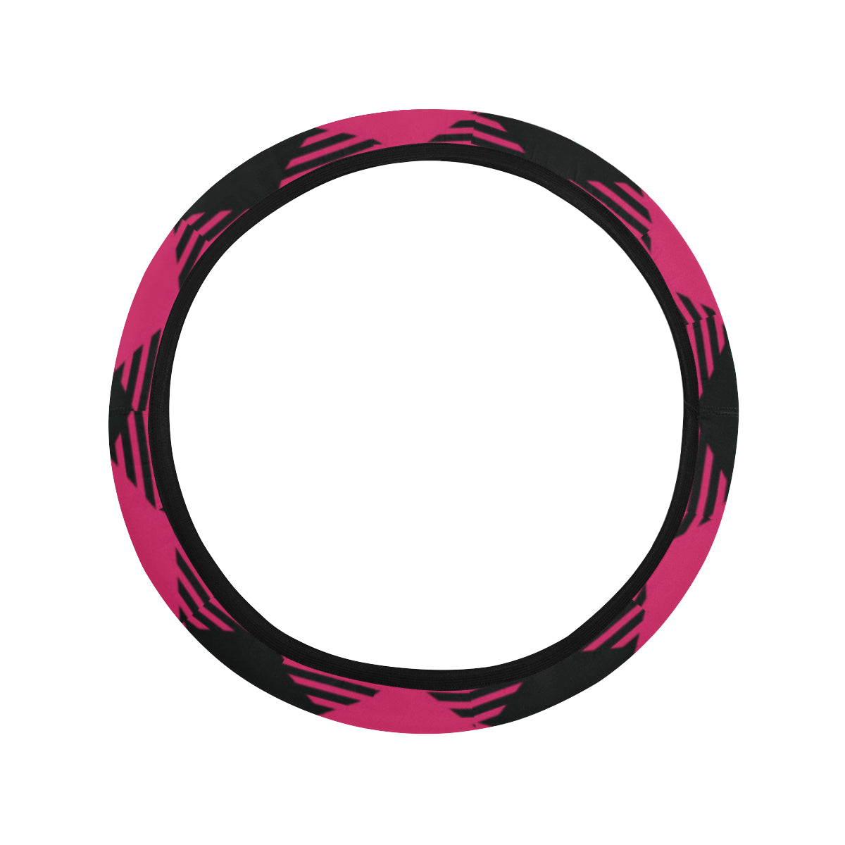 Buffalo check Pink Pattern Print Design 01 Steering Wheel Cover with Elastic Edge