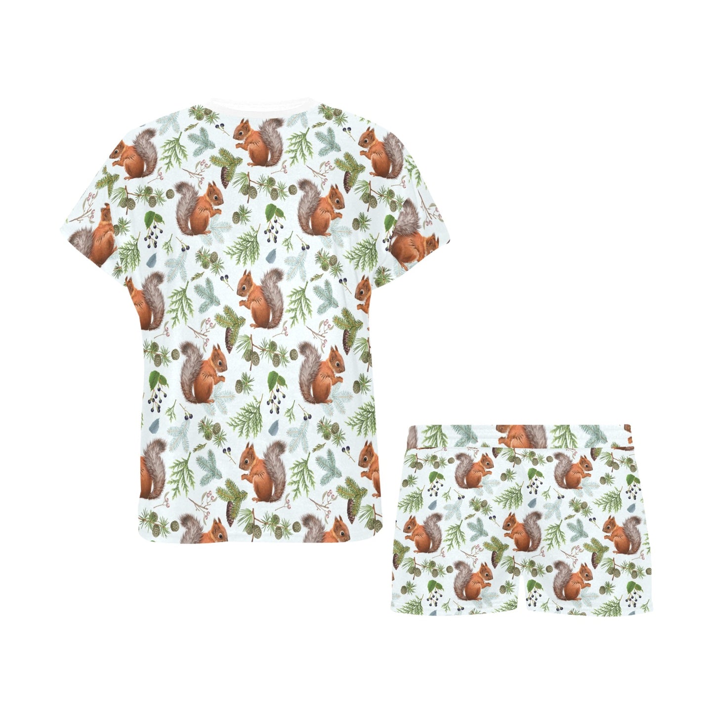 Squirrel Print Design LKS308 Women's Short Pajama Set