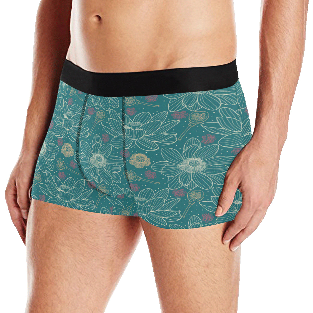 Lotus Pattern Print Design 01 Men's Boxer Briefs