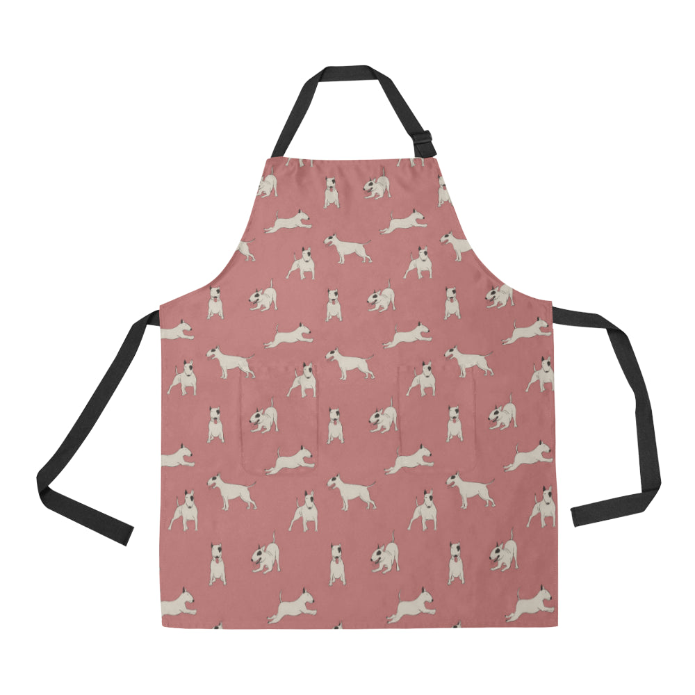 Bull Terriers Pattern Print Design 09 Apron with Pocket