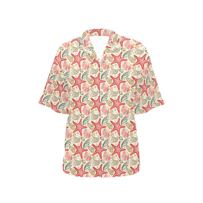 Seashell Print Design LKS301 Women's Hawaiian Shirt