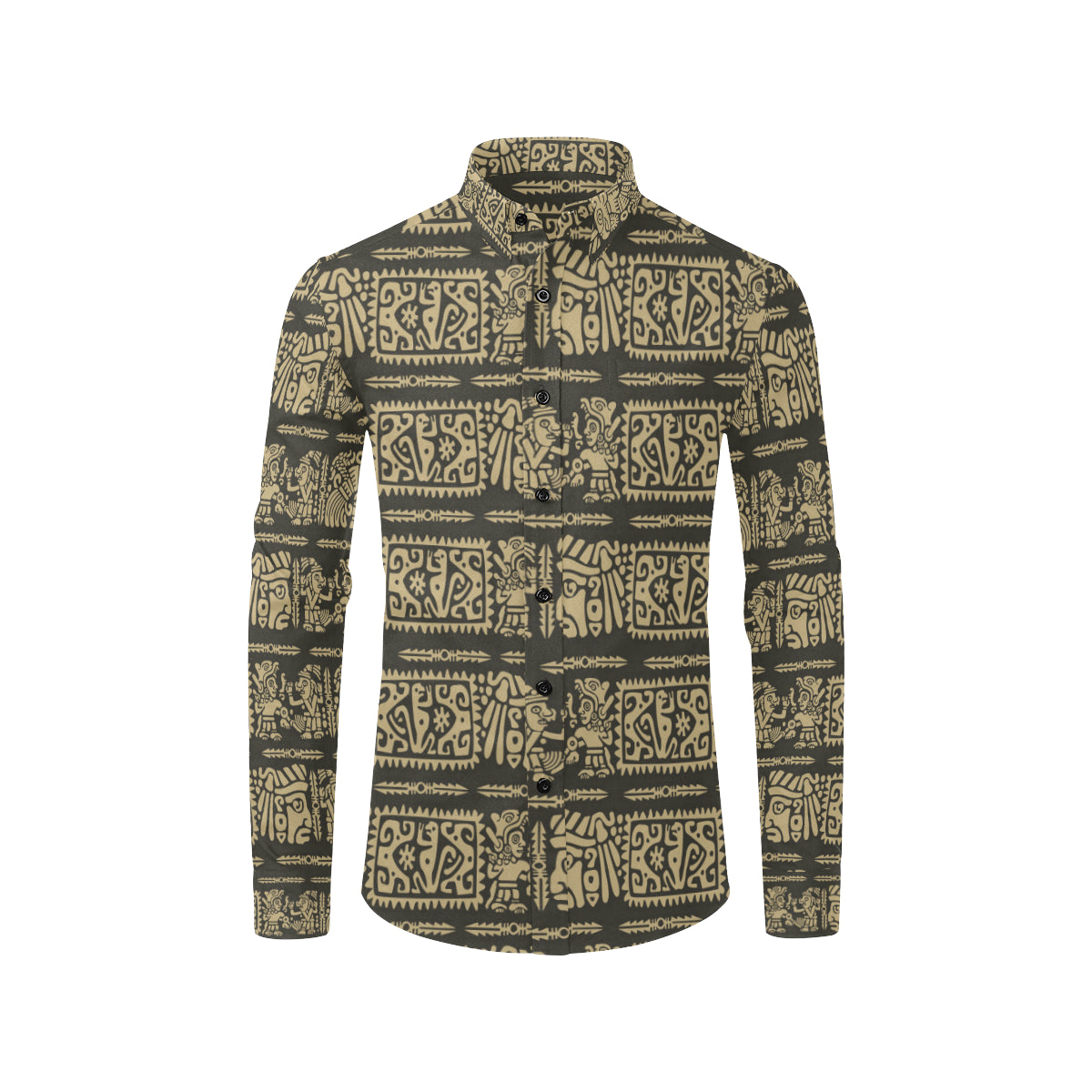 Mayan Pattern Print Design 02 Men's Long Sleeve Shirt