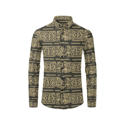 Mayan Pattern Print Design 02 Men's Long Sleeve Shirt
