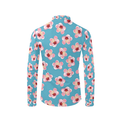 Cherry Blossom Pattern Print Design CB09 Men's Long Sleeve Shirt