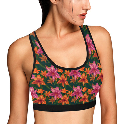 Amaryllis Pattern Print Design AL01 Sports Bra