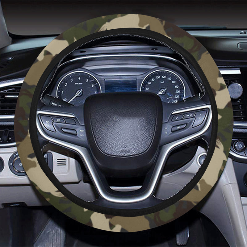 Horse Camo Themed Design Print Steering Wheel Cover with Elastic Edge