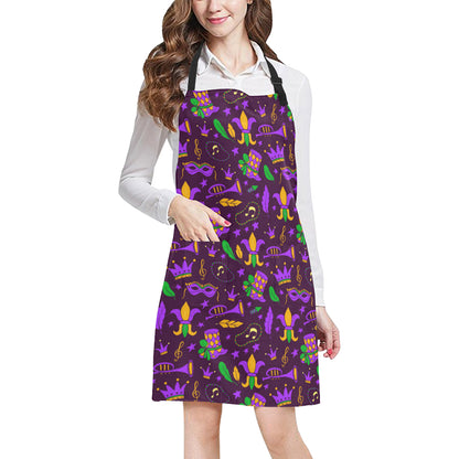Mardi Gras Pattern Print Design 08 Apron with Pocket