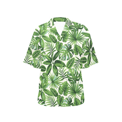 Tropical Flower Pattern Print Design TF013 Women's Hawaiian Shirt
