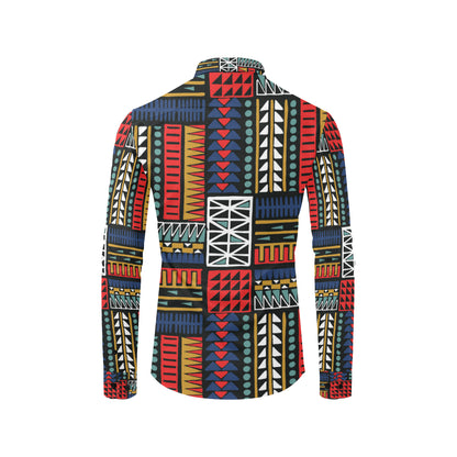 Kente Pattern Print Design 02 Men's Long Sleeve Shirt