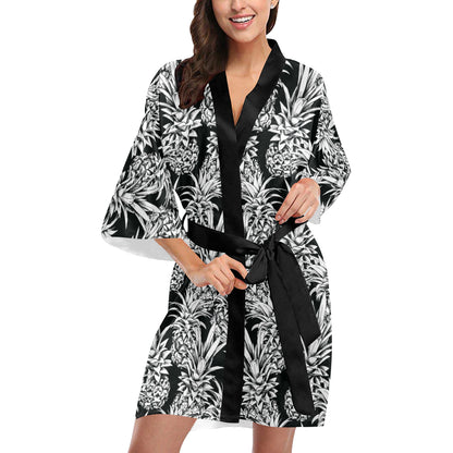 Pineapple Pattern Print Design PP08 Women Kimono Robe