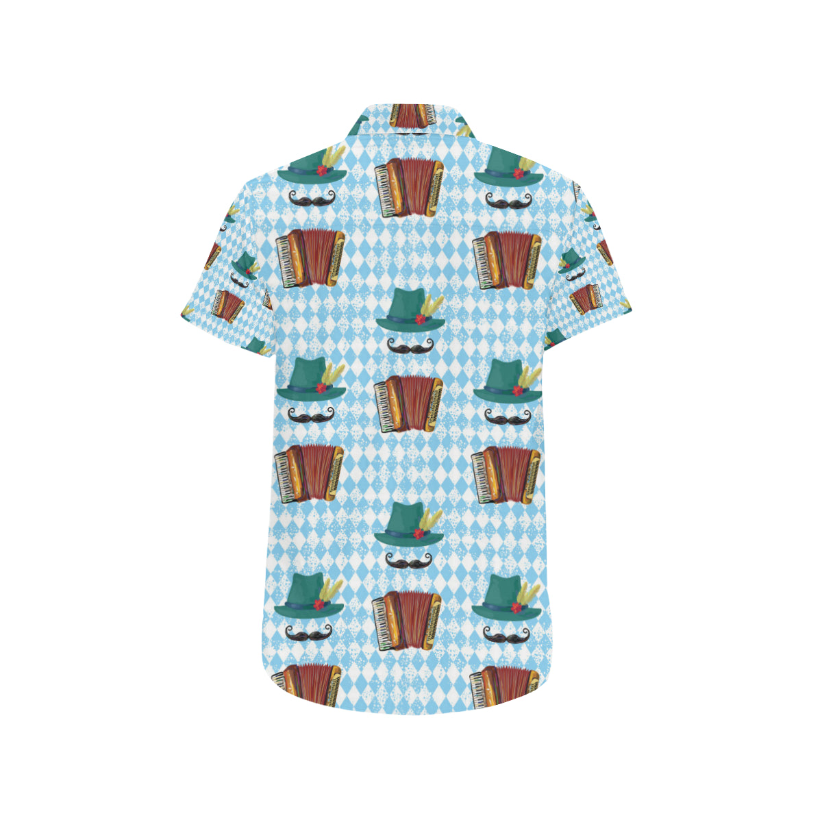 Accordion Mustache Pattern Print Design 01 Men's Short Sleeve Button Up Shirt