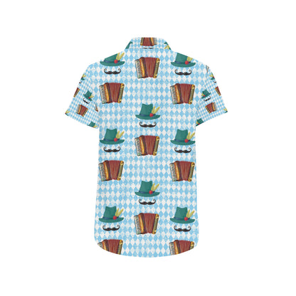 Accordion Mustache Pattern Print Design 01 Men's Short Sleeve Button Up Shirt