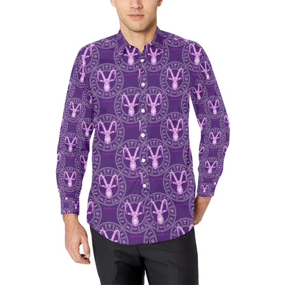 Capricorn Zodiac Pattern Print Design 04 Men's Long Sleeve Shirt