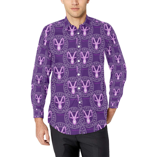 Capricorn Zodiac Pattern Print Design 04 Men's Long Sleeve Shirt