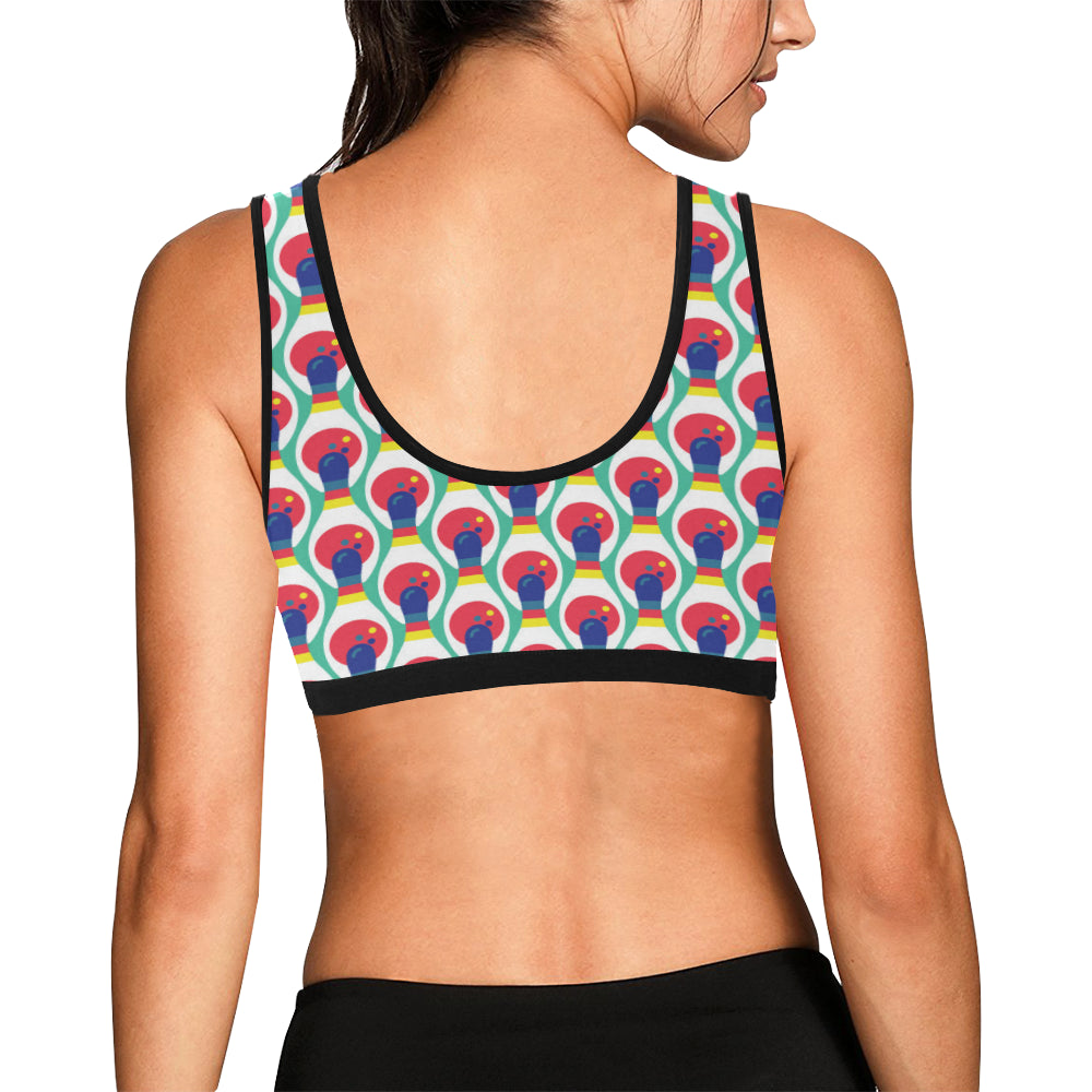 Bowling Pattern Print Design 05 Sports Bra