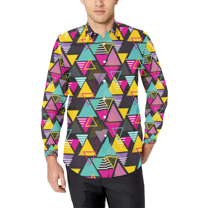 Geometric Colorful Pattern Print Design 02 Men's Long Sleeve Shirt