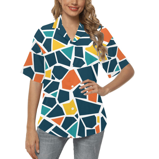 Mosaic Pattern Print Design 02 Women's Hawaiian Shirt