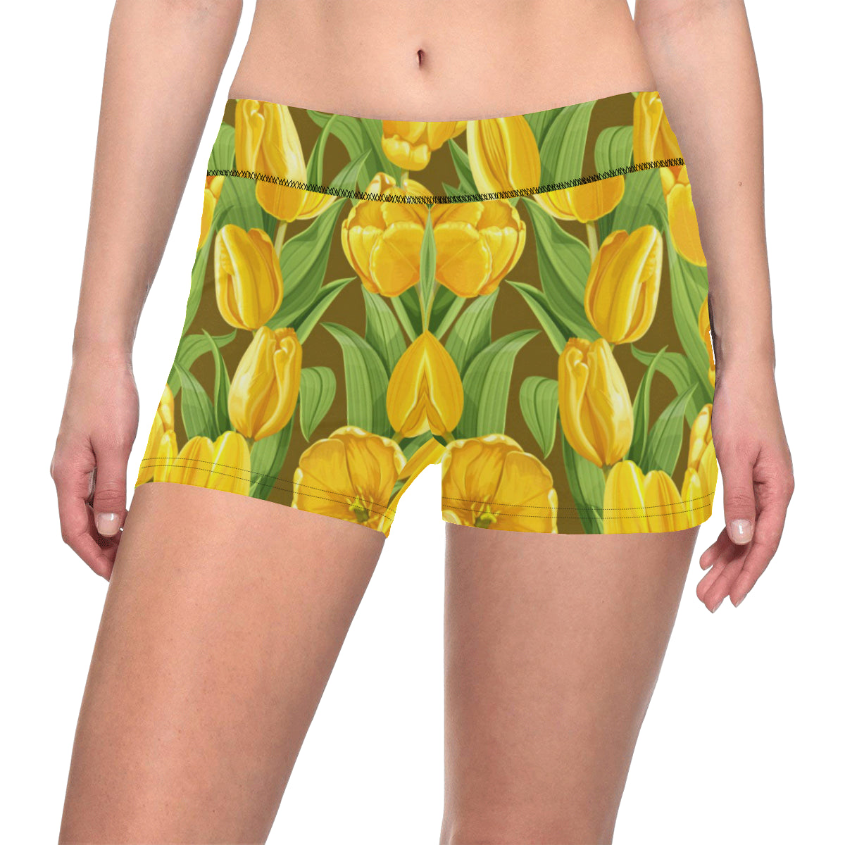 Tulip Yellow Pattern Print Design TP010 Yoga Shorts