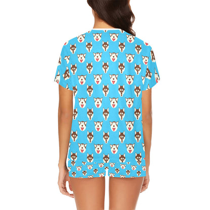 Siberian Huskies Print Design LKS306 Women's Short Pajama Set