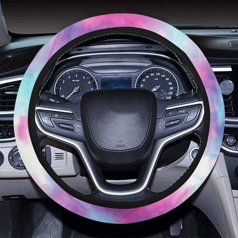 Tie Dye Blue Pink Steering Wheel Cover with Elastic Edge