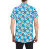 Ladybug with Daisy Themed Print Pattern Men's Short Sleeve Button Up Shirt