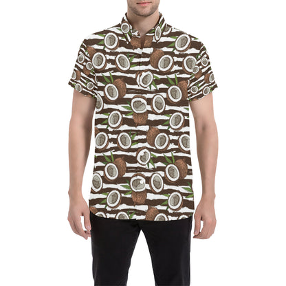 Coconut Pattern Print Design CN04 Men's Short Sleeve Button Up Shirt
