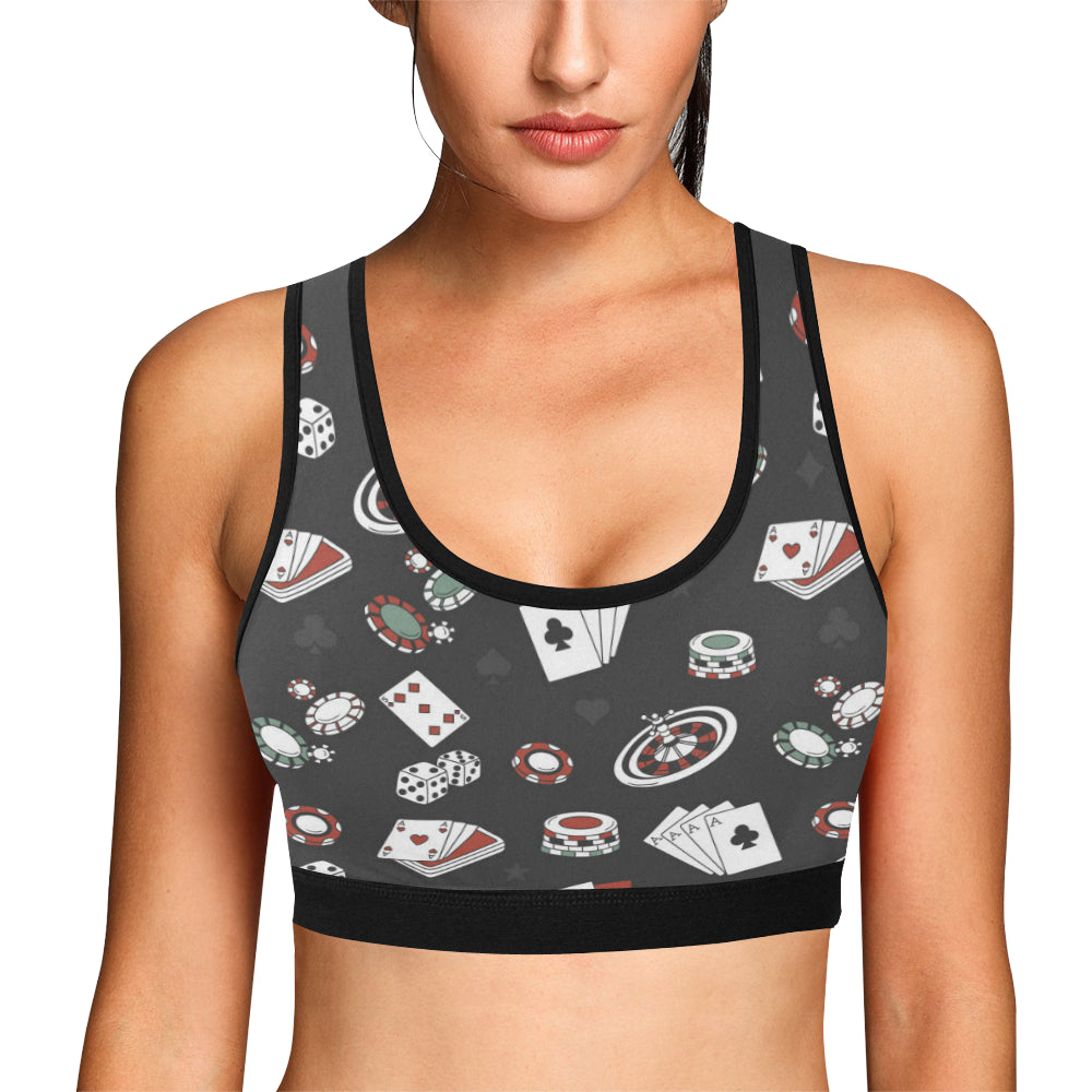 Casino Pattern Print Design 02 Sports Bra