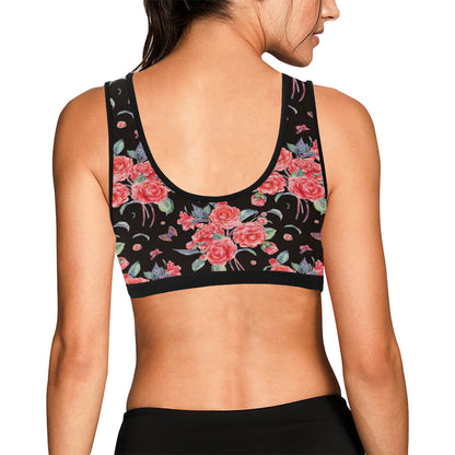 Camellia Pattern Print Design CM03 Sports Bra