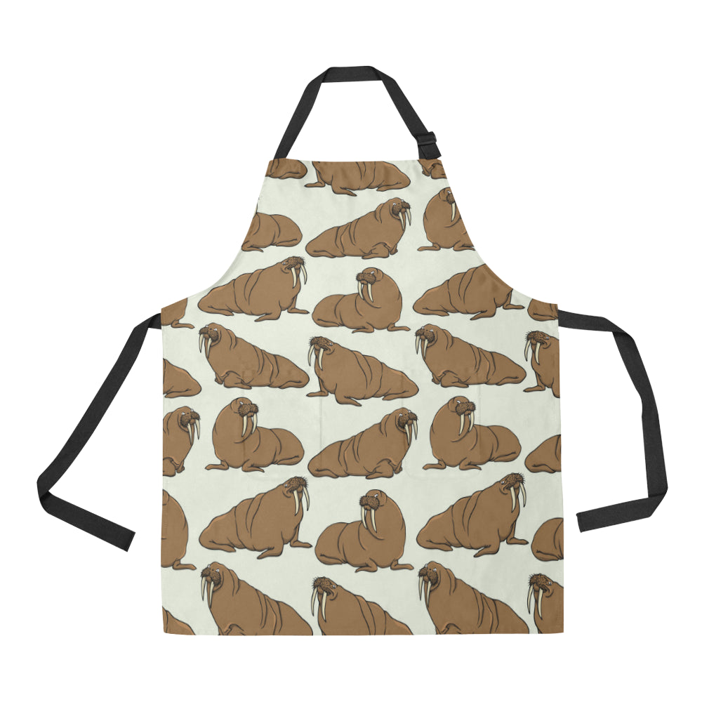 Walrus Pattern Print Design 03 Apron with Pocket