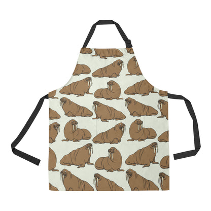 Walrus Pattern Print Design 03 Apron with Pocket