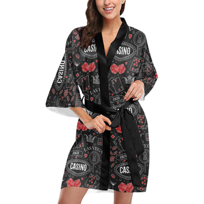 Casino Pattern Print Design 04 Women's Short Kimono
