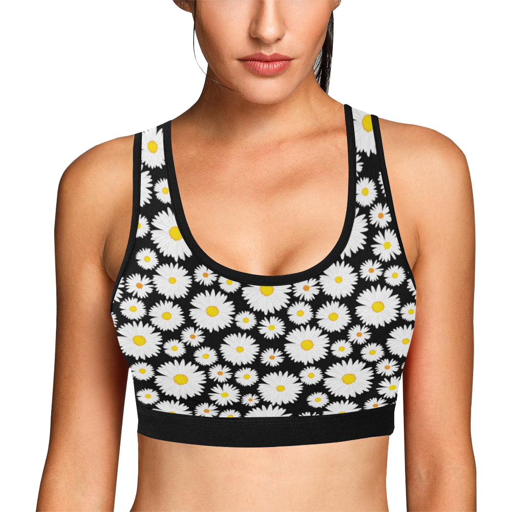 Daisy Pattern Print Design 01 Sports Bra