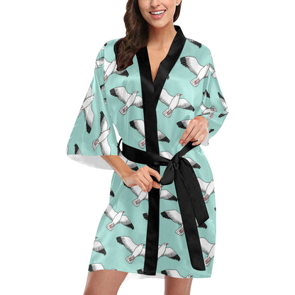 Pigeon Pattern Print Design 02 Women's Short Kimono