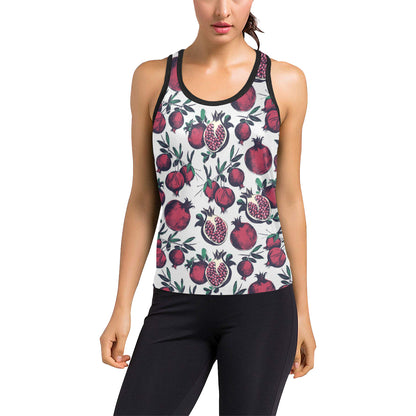 Pomegranate Pattern Print Design PG01 Women's Racerback Tank Top