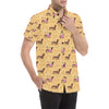 Dachshund Pattern Print Design 07 Men's Short Sleeve Button Up Shirt