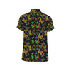 Butterfly Neon Color Print Pattern Men's Short Sleeve Button Up Shirt