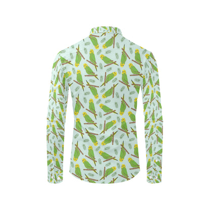 Budgerigar Pattern Print Design 04 Men's Long Sleeve Shirt
