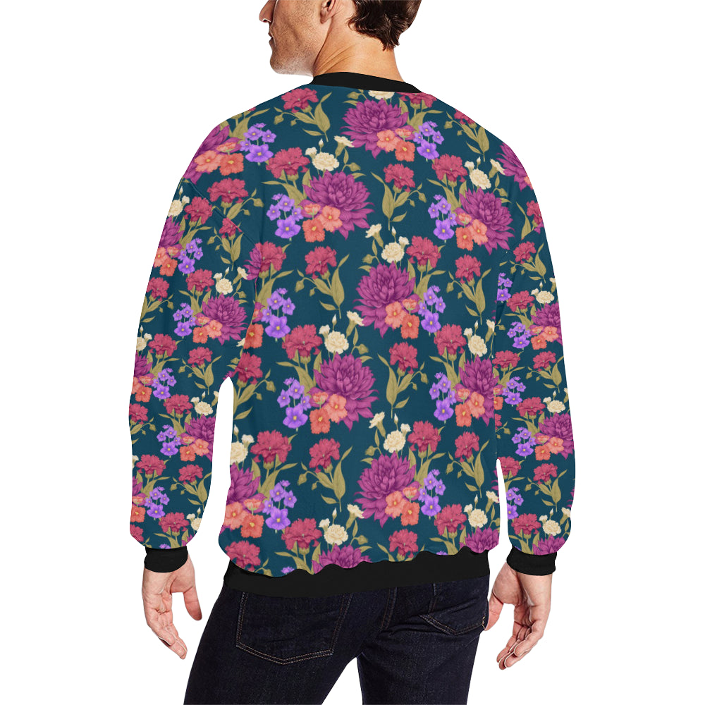 Dahlia Pattern Print Design DH01 Men Long Sleeve Sweatshirt