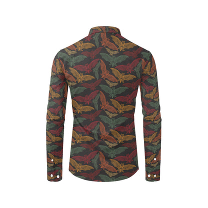 Bat Tribal Pattern Print Design 03 Men's Long Sleeve Shirt