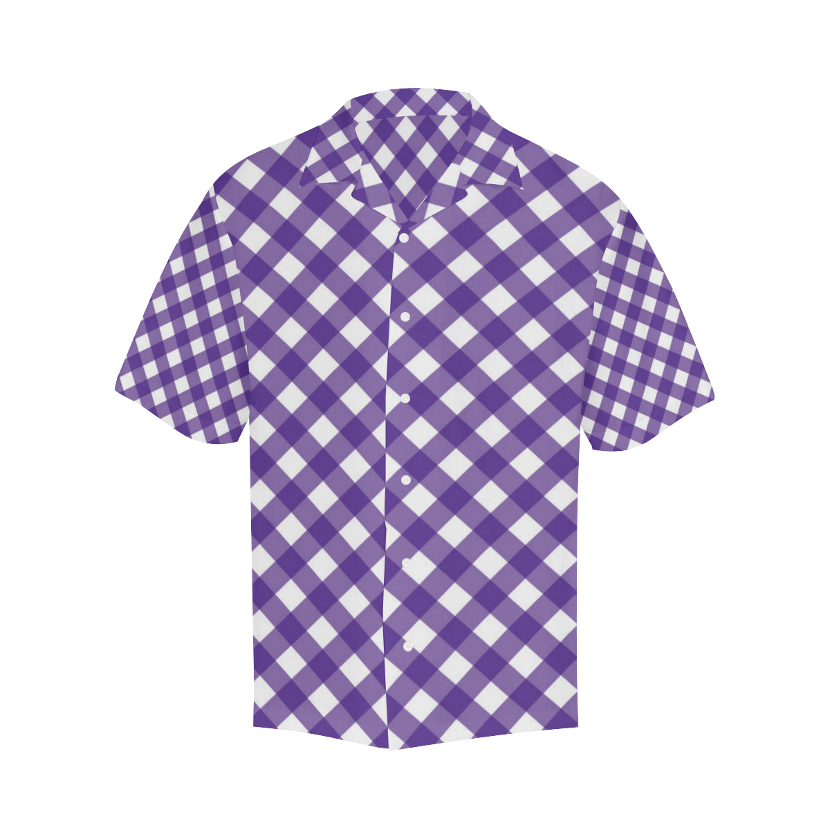 Gingham Purple Pattern Print Design 03 Men's Hawaiian Shirt