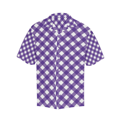 Gingham Purple Pattern Print Design 03 Men's Hawaiian Shirt
