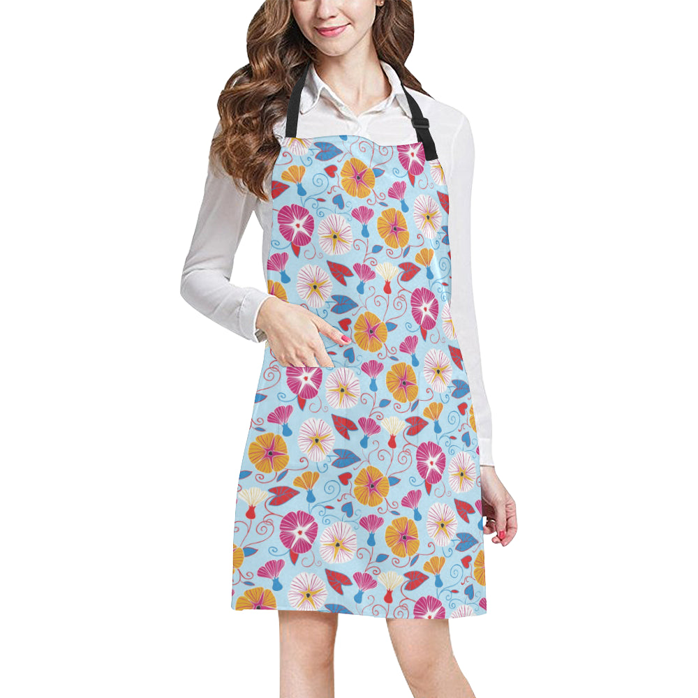 Morning Glory Pattern Print Design MG06 Apron with Pocket