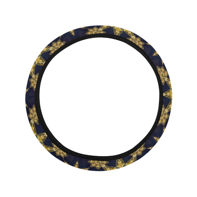 kaleidoscope Gold Print Design Steering Wheel Cover with Elastic Edge