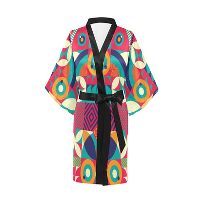 Mosaic Pattern Print Design 03 Women's Short Kimono