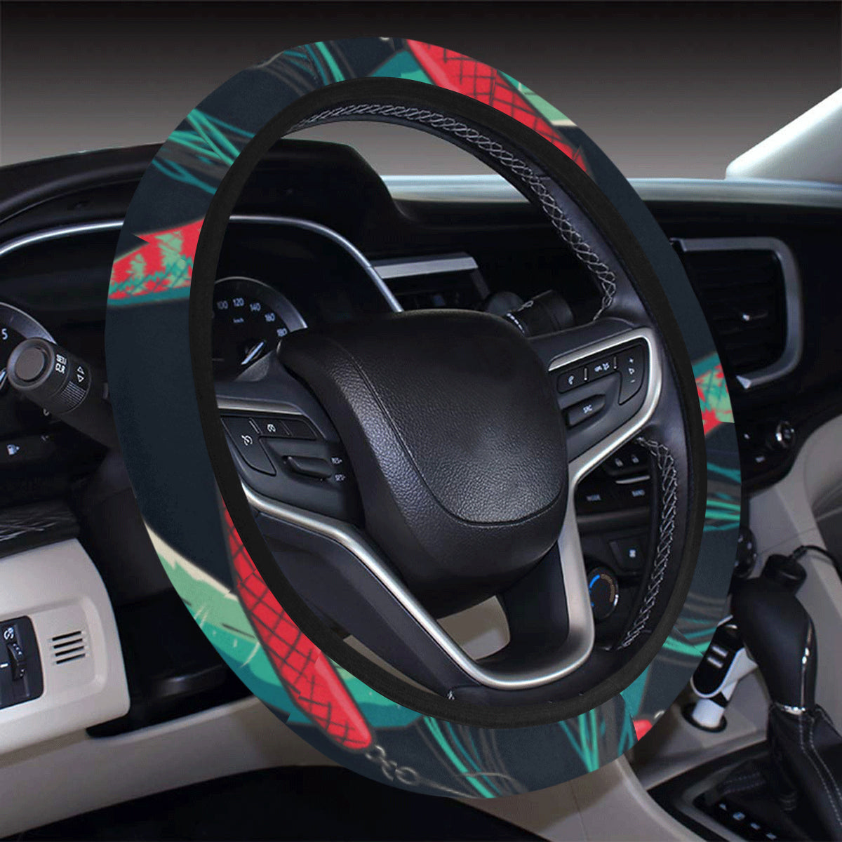 Fishing Bait Pattern Steering Wheel Cover with Elastic Edge