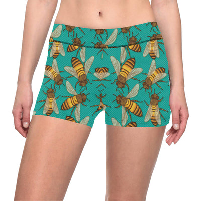 Bee Pattern Print Design BEE04 Yoga Shorts