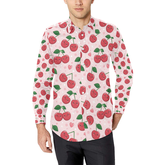 Cherry Pattern Print Design CH02 Men's Long Sleeve Shirt