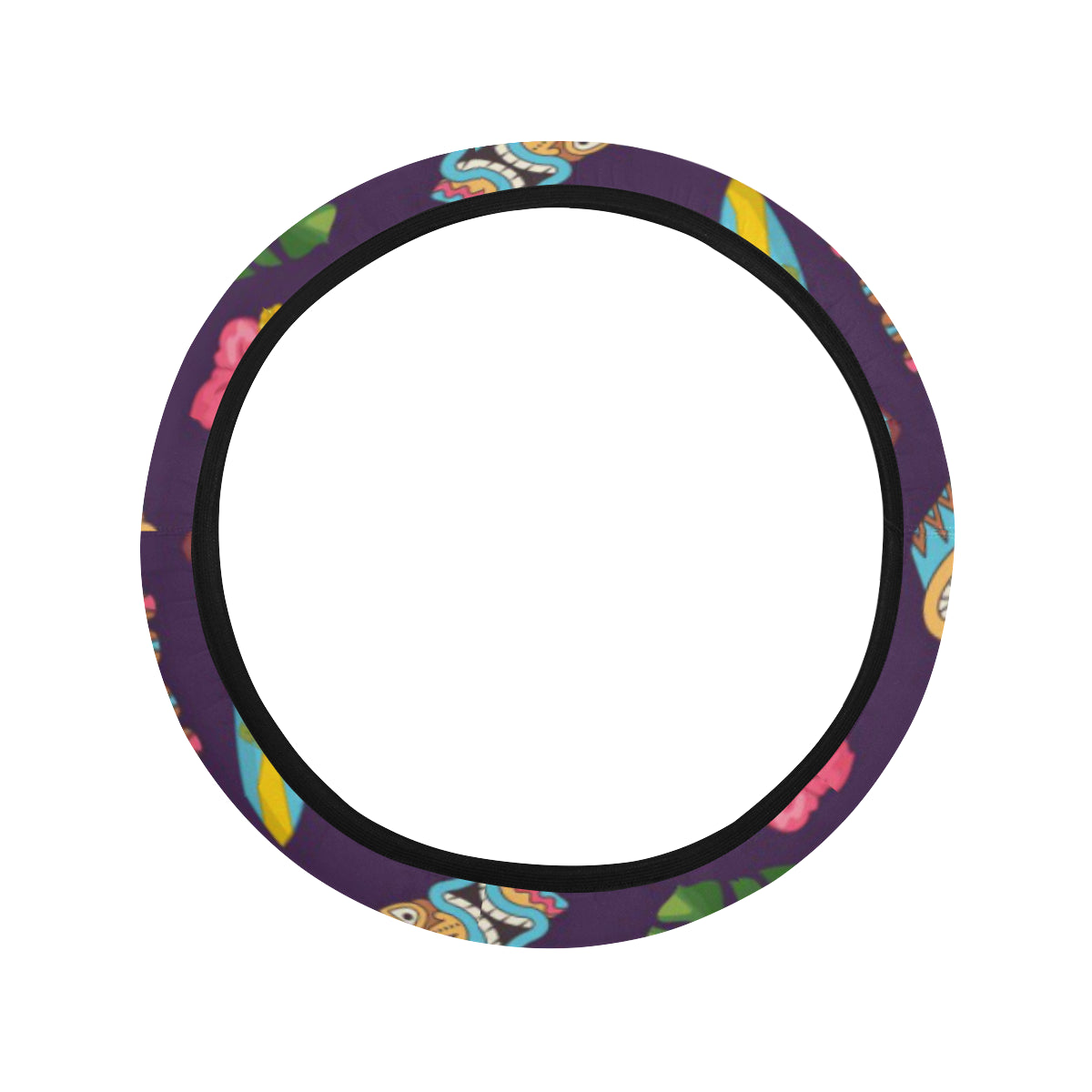 Hawaiian Themed Pattern Print Design H024 Steering Wheel Cover with Elastic Edge