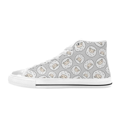 Sheep Print Design LKS401 High Top Women's White Shoes